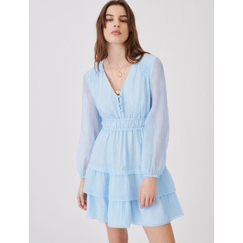 Maje221ROUBELIA Crinkle-effect voile dress with ruffles