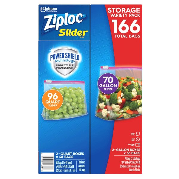 Slider Storage Bag, Variety Pack, 166-count
