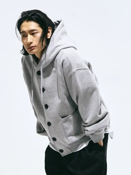 Heavy Cotton Overfit Button Hoodie [Gray]