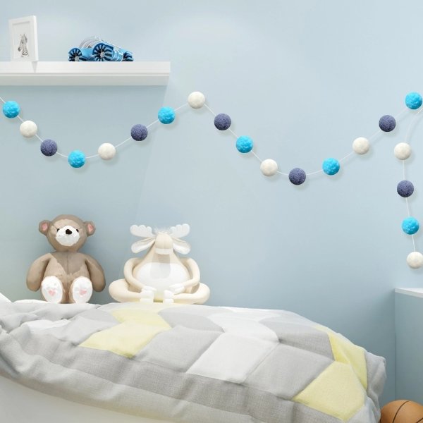 Ins Decoration Nordic Style Home Children's Room Preschool Center Macaron Color Hair Ball String Ornaments Wall Decoration Kids