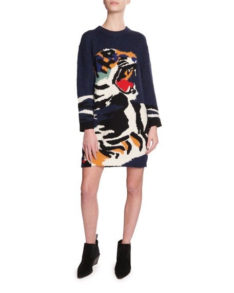 Tiger Intarsia Sweater Dress