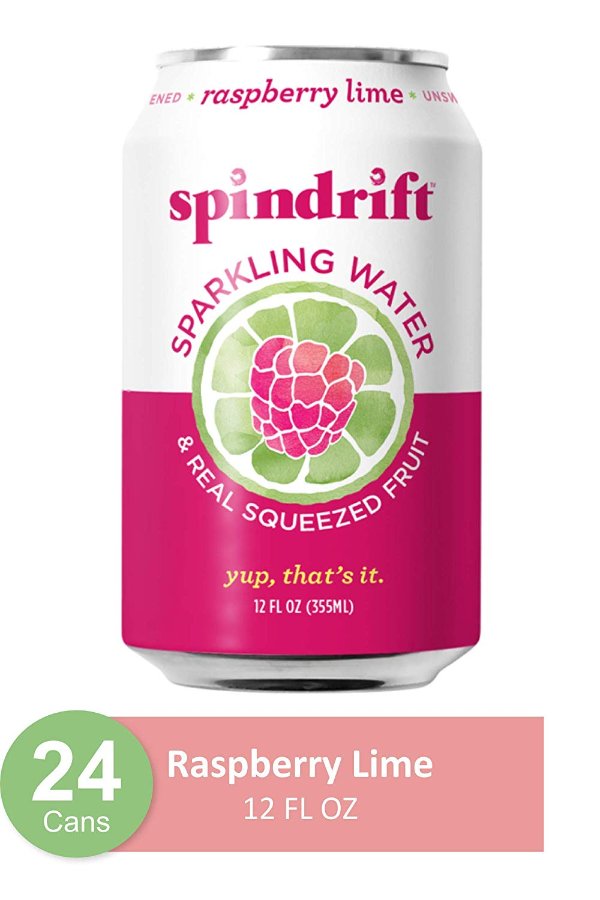 Raspberry Lime Sparkling Water, 12-Fluid-Ounce Cans, Pack of 24