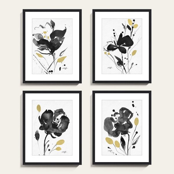 Noir Blooms Watercolor Framed Prints Series
