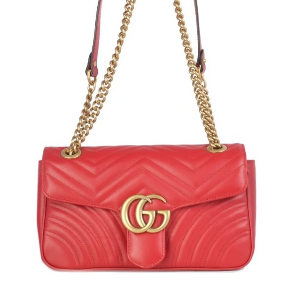 Gg Marmont S Whit Flap, Brass Logo Gg On The Flap Chain And Strap Brass