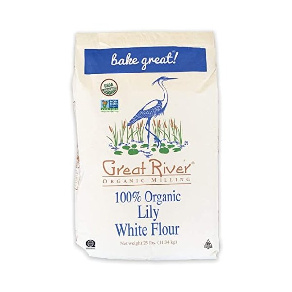 River Organic Milling, Lily White Bread Flour, All-Purpose, Organic, 25 Lb (Pack Of 1)