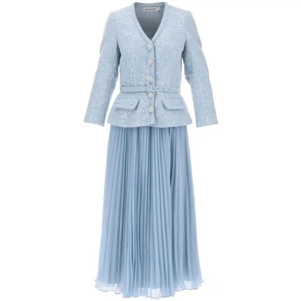 SELF PORTRAIT midi dress with pleated skirt
