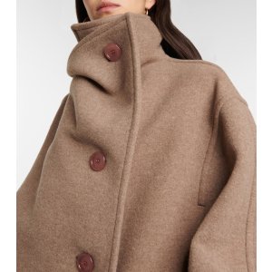 Acne StudiosFunnel Neck Wool Blend Coat in Brown - Acne Studios | Mytheresa