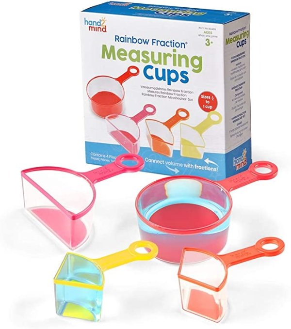 Rainbow Fraction Measuring Cups, Fraction Manipulatives, Kids Measuring Cups, Baking Supplies For Kids, Visual Measuring Cups, Unit Fraction, For Kids Kitchen, Montessori Kitchen (Set of 4)