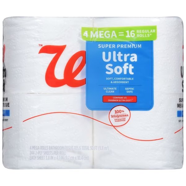 Super Premium Ultra Soft Bath Tissue 4 Rolls4.0ea