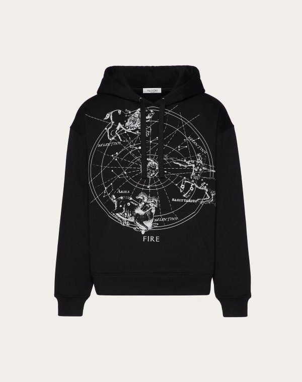 HOODED SWEATSHIRT WITH ZODIAC MAP PRINT for Man | Valentino Online Boutique