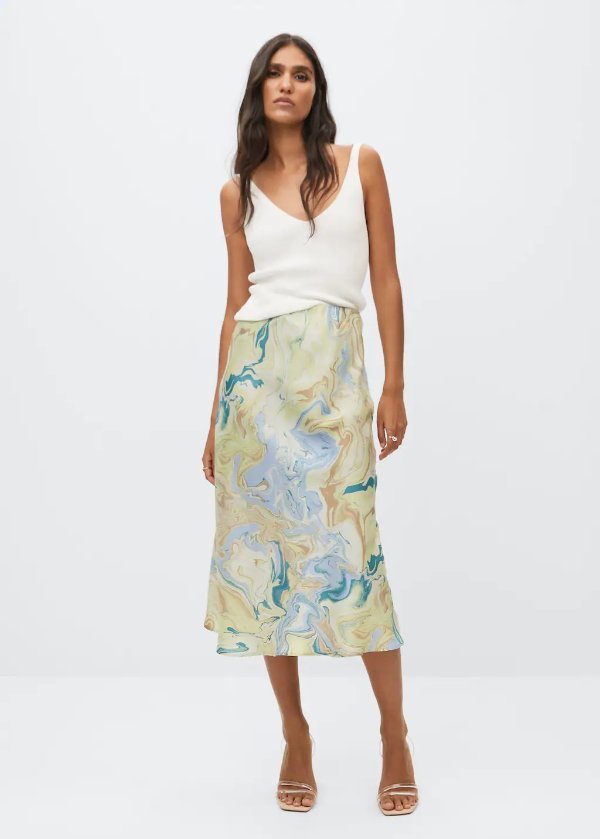 Marble-print skirt - Women | MANGO OUTLET USA