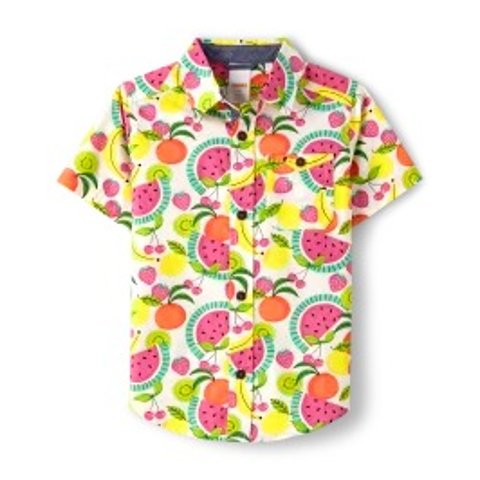 GymboreeBoys Fruit Print Poplin Button Up Shirt - Festive Fruit | Gymboree - SIMPLYWHT
