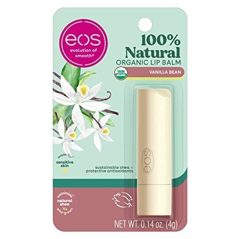 100% Natural & Organic Lip Balm Stick- Vanilla Bean | Dermatologist Recommended for Sensitive Skin | All-Day Moisture Lip Care Products | 0.14 oz