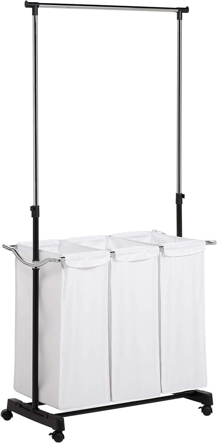 Amazon.com: Honey-Can-Do Rolling Laundry Cart with Hanging Bar : Home &amp; Kitchen