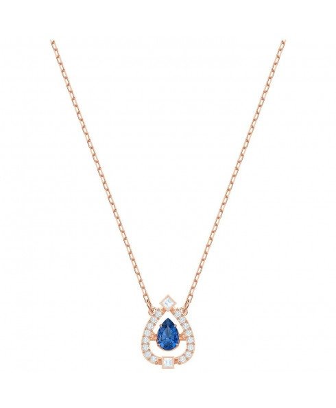 Sparkling Dance Pear Necklace, Blue, Rose Gold Plating