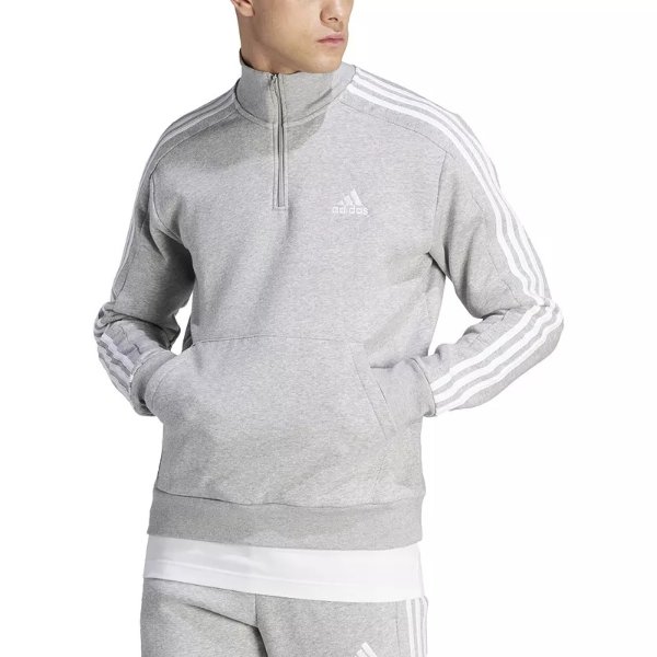 Men's Essentials Fleece 3-Stripes Quarter-Zip Sweatshirt