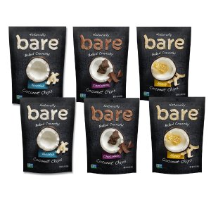 Bare Baked Crunchy Coconut Chips, Variety Pack, Gluten Free, 1.4 Ounce Bag, 6 Count