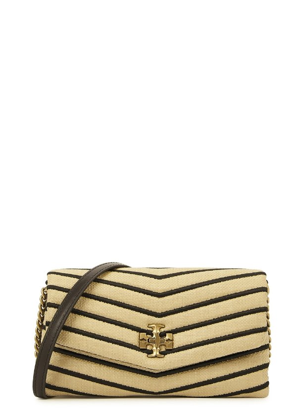 Kira small straw and leather wallet-on-chain