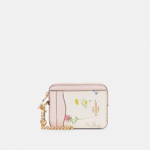 Zip Card Case With Spaced Wildflower Print