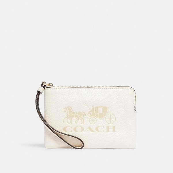 Jes Corner Zip Wristlet With Horse and Carriage