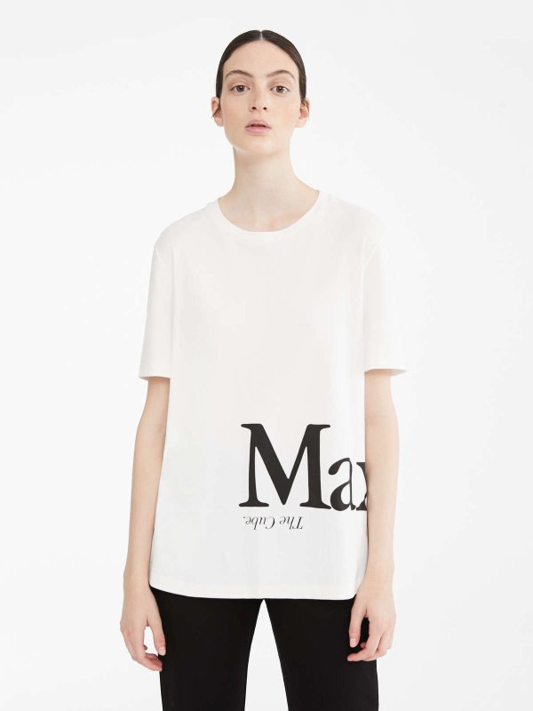 Cotton jersey T-shirt, ivory - "ANIMA" Max Mara