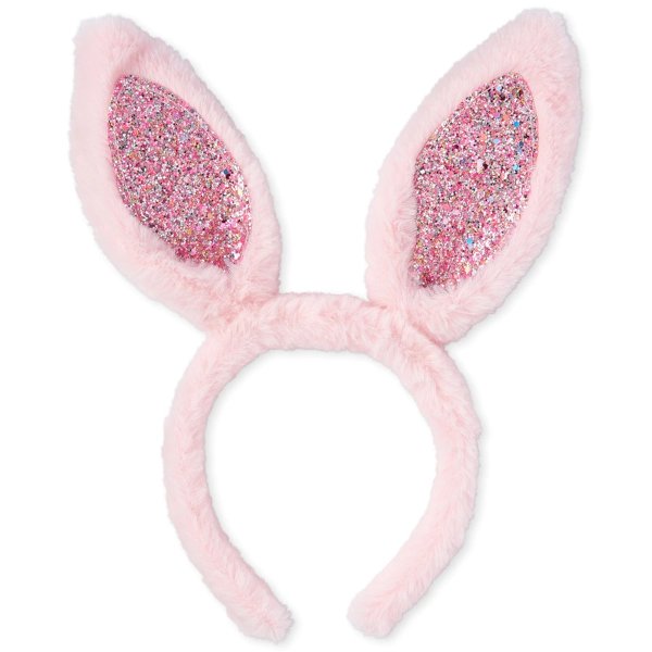 Girls Glitter Bunny Ears Faux Fur Headband