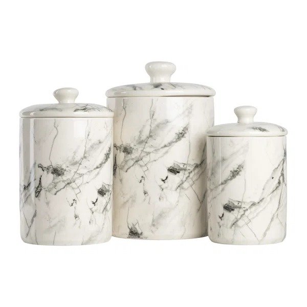 Marble 3 Piece Kitchen Canister SetMarble 3 Piece Kitchen Canister SetCustomer PhotosShipping & ReturnsMore to Explore