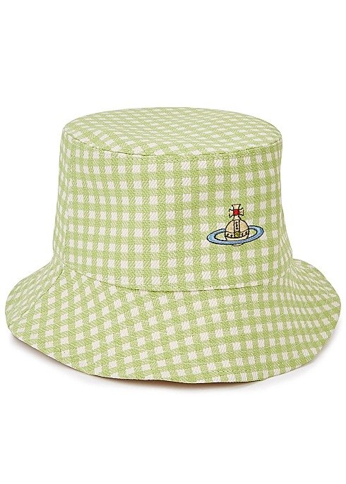 Patsy green gingham woven bucket hat
