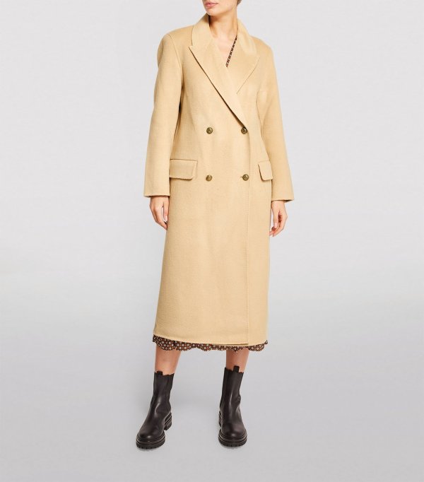 Sale | SANDRO Wool Double-Breasted Coat | Harrods US