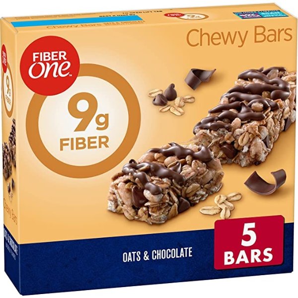 Chewy Bars, Oats & Chocolate, Granola Bar Snacks, 7 oz, 5 ct