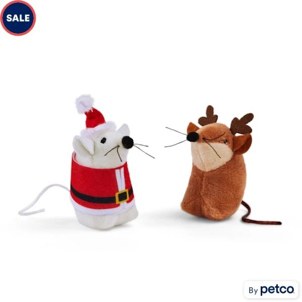 More and Merrier Santa/Reindeer Mice Cat Toy, Pack of 2 | Petco
