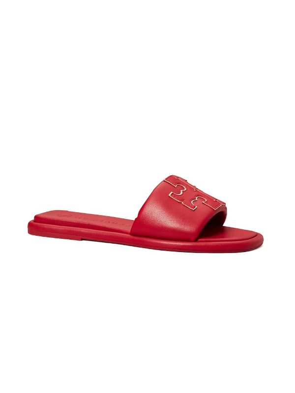 Double-T Padded Leather Slides