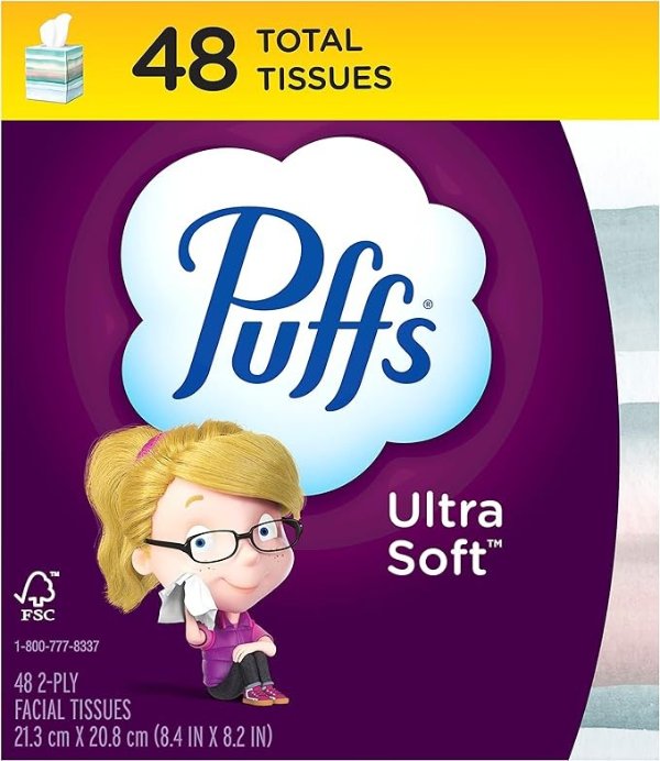 Ultra Soft Non-Lotion Facial Tissues, 1 Cube, 48 Tissues Per Box