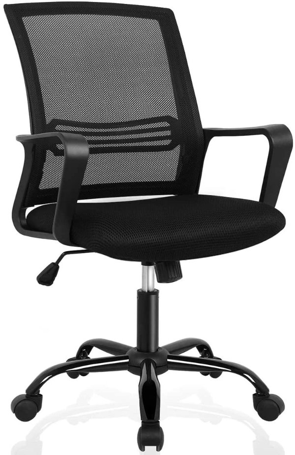 Smugdesk Office Chair, Mid Back Mesh Office Computer Swivel Desk Task Chair, Ergonomic Executive Chair with Armrests, black
