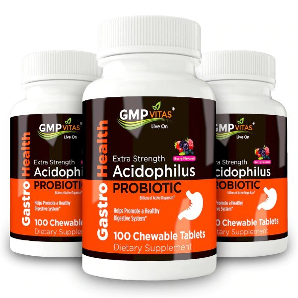 ® Extra Strength Probiotic Acidophilus 100 Chewable Tablets 3-Bottle Bundle