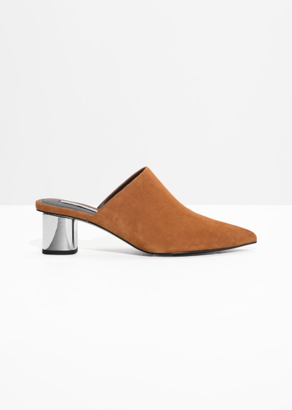 Pointed Block Heel Mules - Bronze / Silver - Mules - & Other Stories US