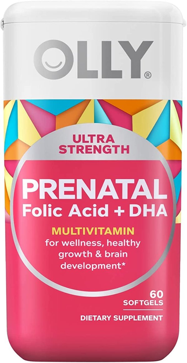 Ultra Strength Prenatal Multivitamin Softgels, Supports Healthy Growth, Brain Development, Iron, Folic Acid, Choline, DHA, Vitamins C, E, 30 Day Supply-60 Count (Packaging May Vary)