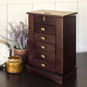Best Choice Products Handcrafted Wooden Tabletop Jewelry Armoire