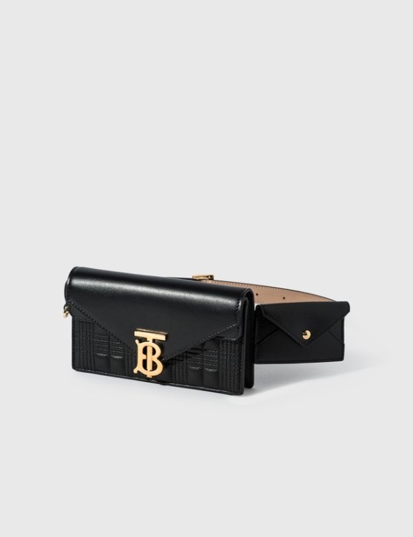 Belted Quilted Lambskin TB Envelope Clutch