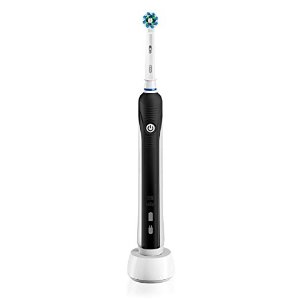 Oral-B Pro 1000 Electric Power Rechargeable Battery Toothbrush with Automatic Timer and CrossAction Brush Head, Black, Powered by Braun