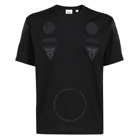 Men's Black Cassie Patched T-Shirt , Size X-Small