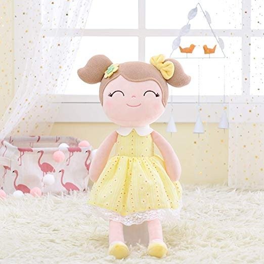 Baby Doll Baby Girl Gifts Plush Yellow Snuggle Buddy Cuddly Soft Play Toy Gift Children16.5 inches
