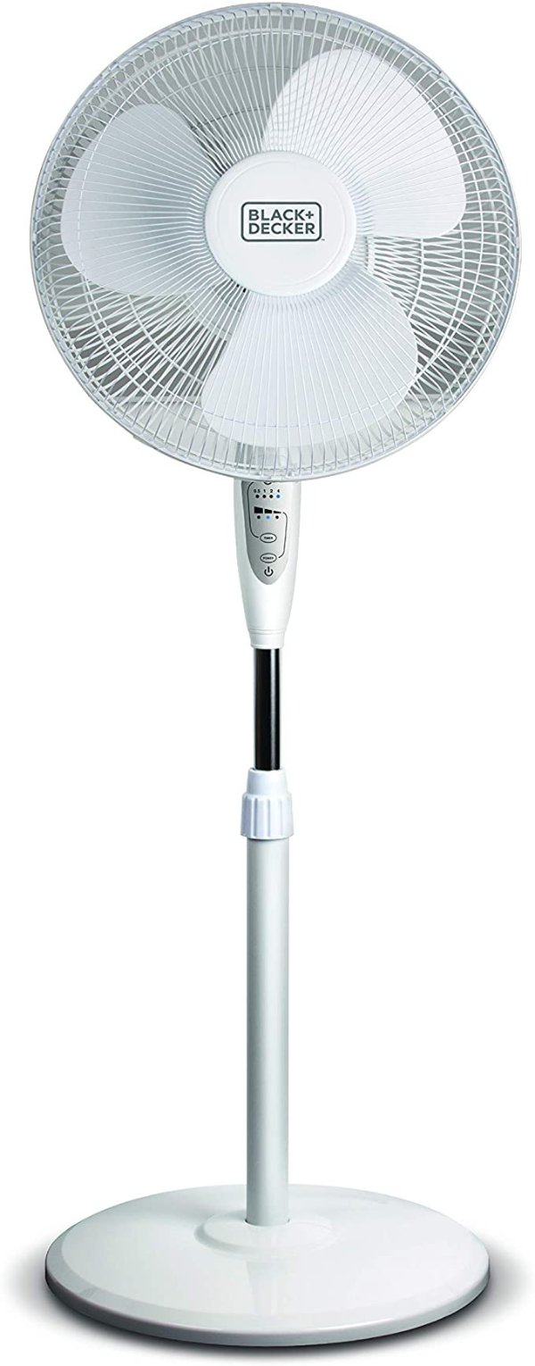 & Decker, White 16" Stand Fan with Remote