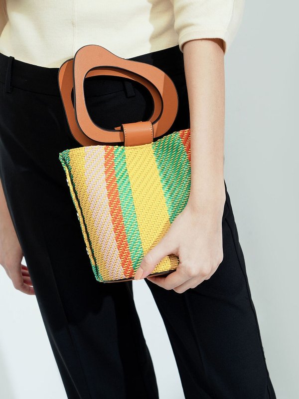 Multicoloured Sculptural Handle Bucket Bag | CHARLES &amp; KEITH