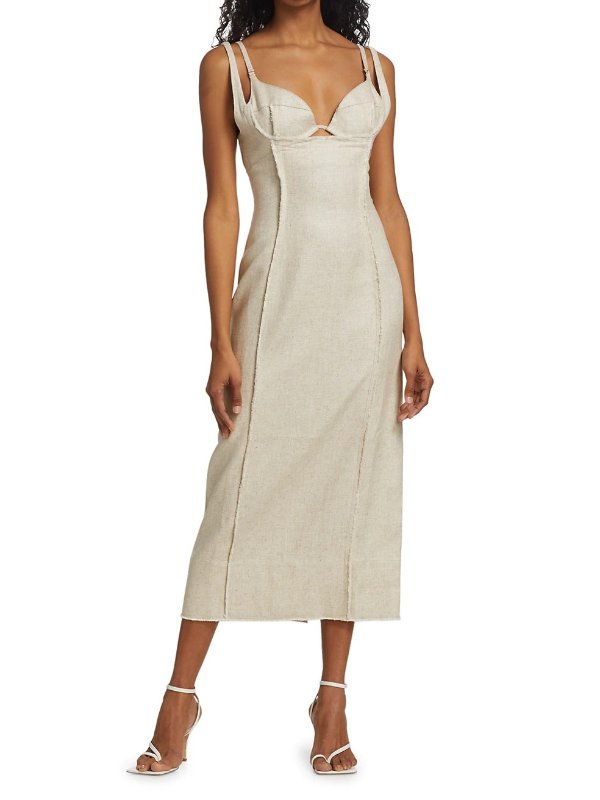La Robe Valerie Linen-Blend Midi Dress