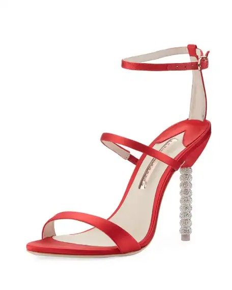 Rosalind Satin Sphere-Heel Sandals, Red