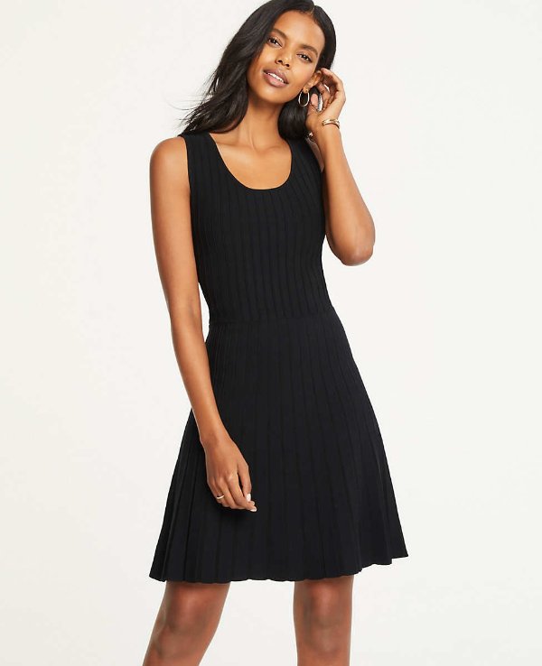 Pleated Flare Sweater Dress | Ann Taylor