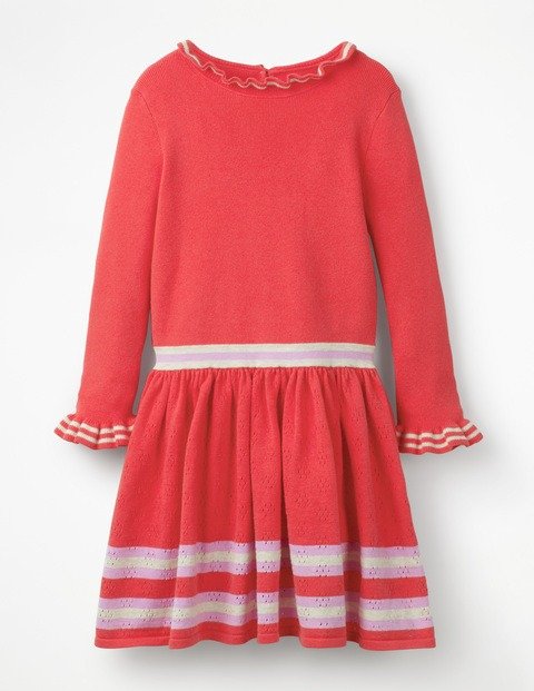 Ribbed Stripy Knitted Dress (Beam Red)
