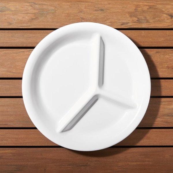 White Melamine Divided Plate + Reviews | Crate & Barrel