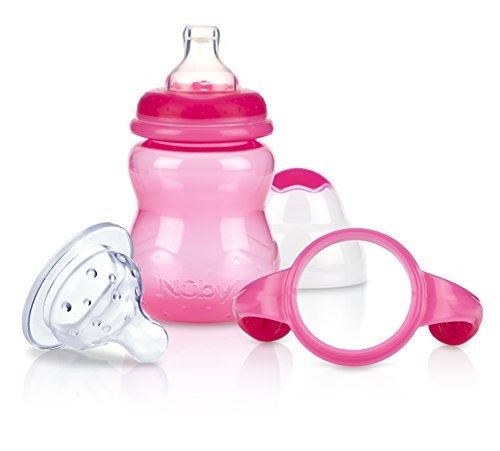 Non-Drip 3-Stage Wide Neck Bottle to Cup, 8 Ounce, Colors May Vary